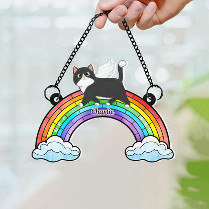 Cats Loss Memorial Rainbow Bridge Personalized Suncatcher Ornament