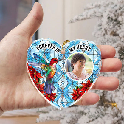 Upload Photo I'm Always With You Memorial Personalized Heart Glass Ornament