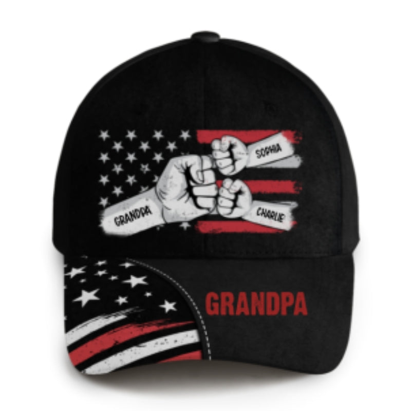 Grandpa Fist Bump Nation Flag Personalized Classic Cap