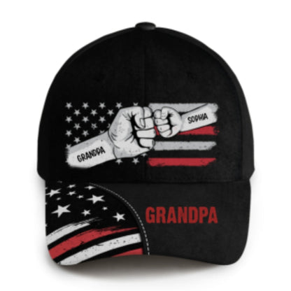Dad Grandpa Fist Bump Nation Flag Personalized Classic Cap, Gift For Dad, For Grandpa, For Husband