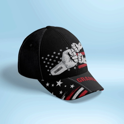 Dad Grandpa Fist Bump Nation Flag Personalized Classic Cap, Gift For Dad, For Grandpa, For Husband