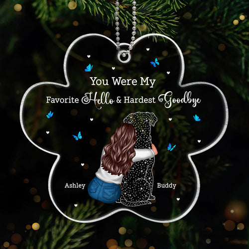 Dog Memorial Sitting Back View Memorial Keepsake Sympathy Gift Personalized Acrylic Ornament