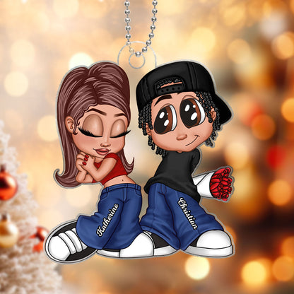 Y2K Couple Personalized Acrylic Ornament, Christmas Gift For Him For Her