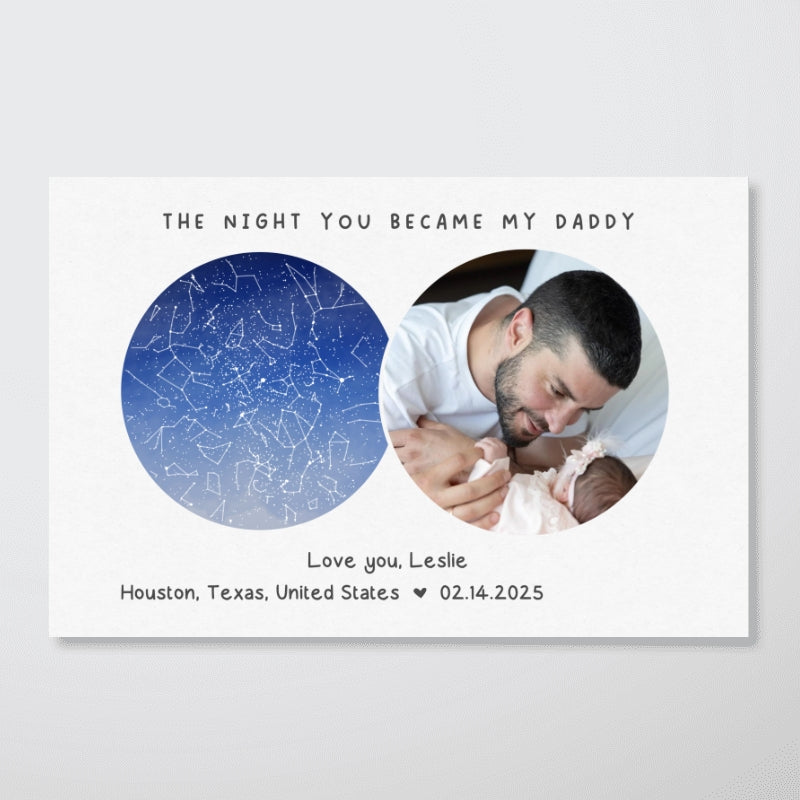 The Night You Became My Father Personalized Poster, Custom Star Map by Location & Date, Unique Heartfelt Gift for Dad, Gift for him