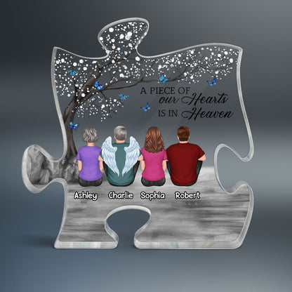 Butterflies Blossom Tree A Big Piece Of My Heart In Heaven Family Memorial Remembrance Gift Personalized Puzzle Acrylic Plaque