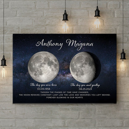 Lost Loved One Moon Phase Art Memorial Sympathy Gift Personalized Canvas