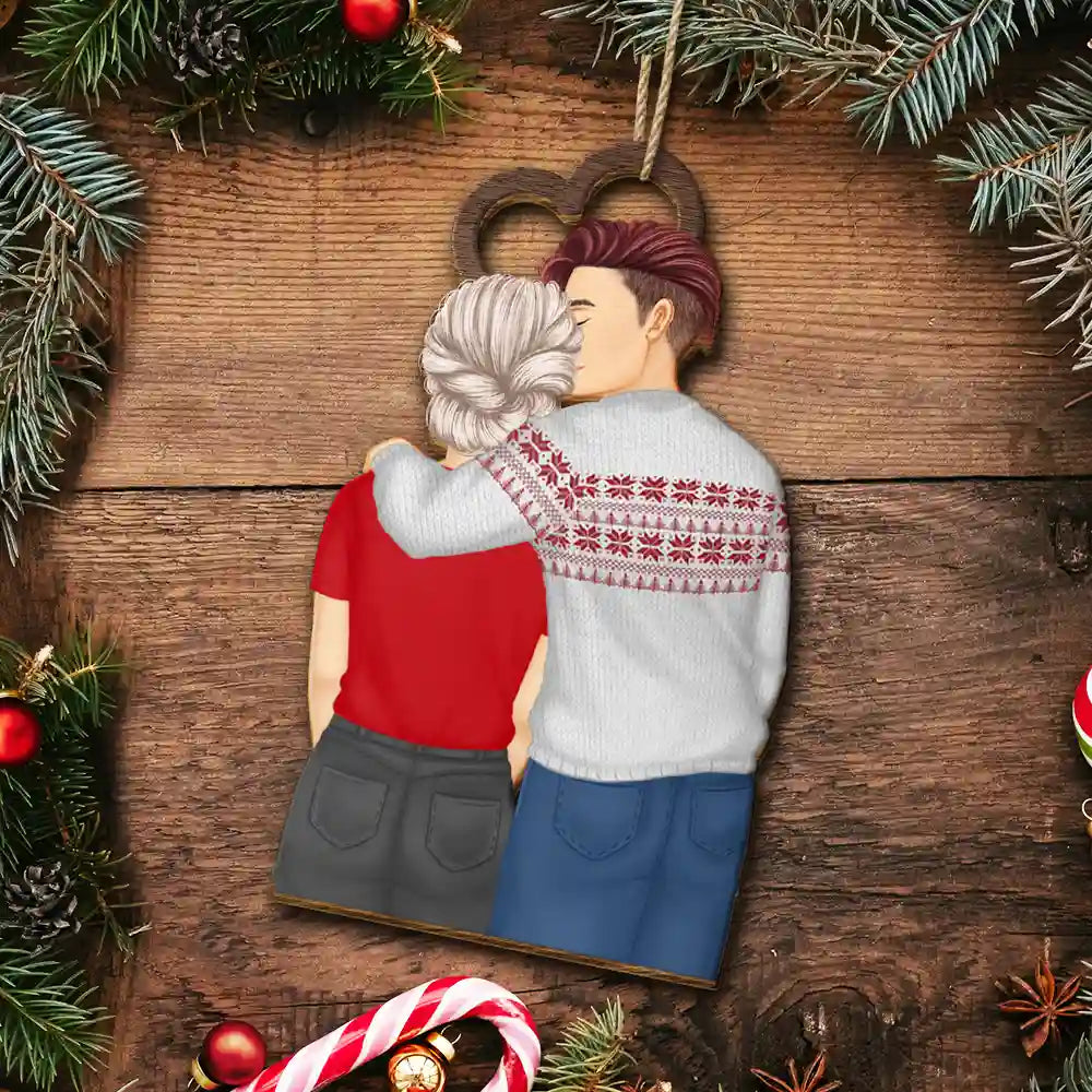 Forehead Kissing Couple I Choose You In Any Version Of Reality - Personalized Wooden Ornament Print 2 Sides