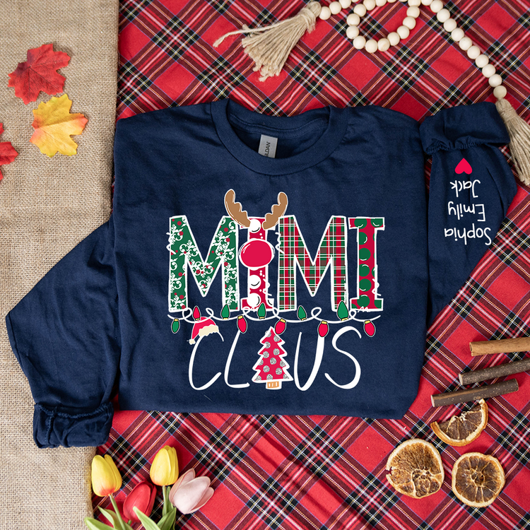 Personalized Mimi Claus Christmas With Grandkids Longsleeve