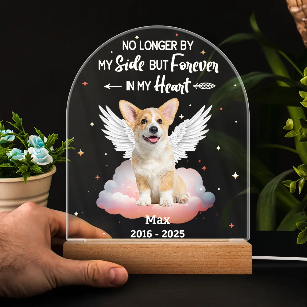 Custom Photo Dog Cat Pet Memorial Your Light Will Always Shine In My Hear - Personalized 3D Led Light Wooden Base