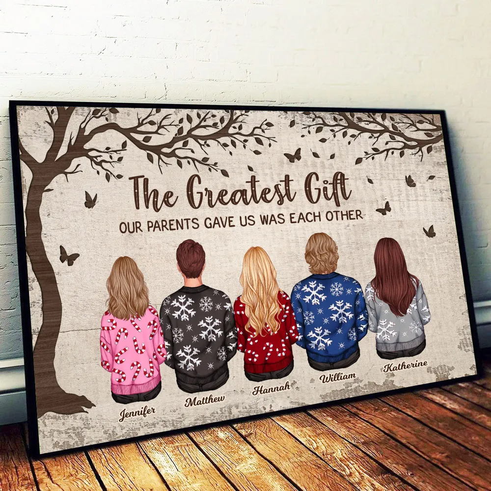 Personalized Siblings Christmas Poster, Personalized Brothers and Sisters Ornament, Siblings Gift