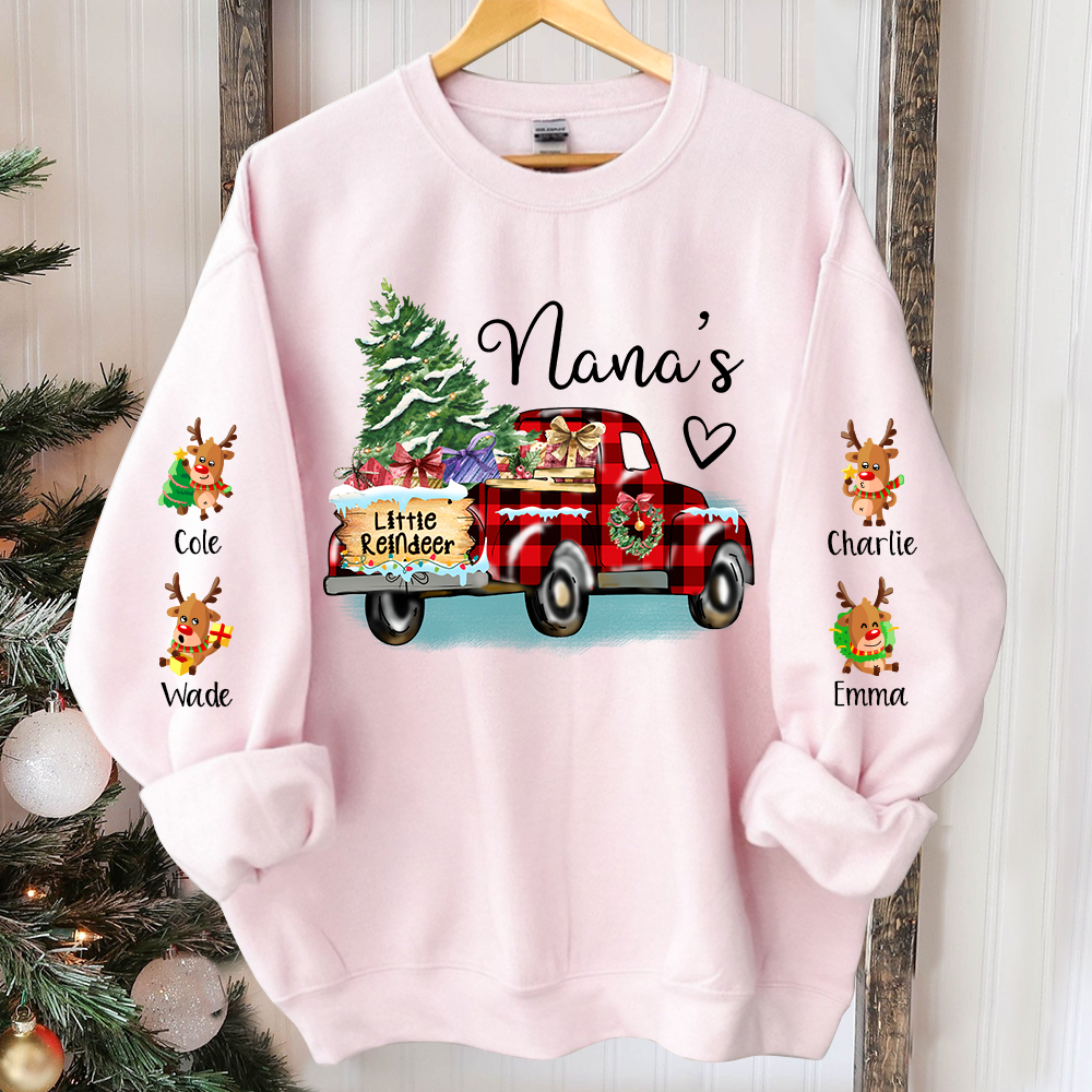 Nana's Little Reindeer Sweatshirt, Custom Nana And Kids Truck Christmas, Grandma Gift TH Sweatshirt