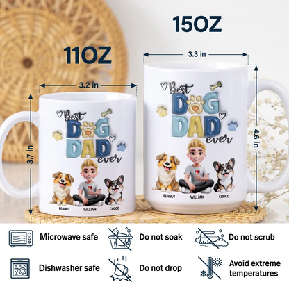 Best Dog Dad Ever - Personalized White Edge-to-Edge Mug