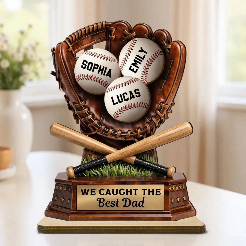 We Caught The Best Dad, Baseball Dad - Personalized 2-Layered Wooden Plaque - Father's Day Gift for Dad, Husband