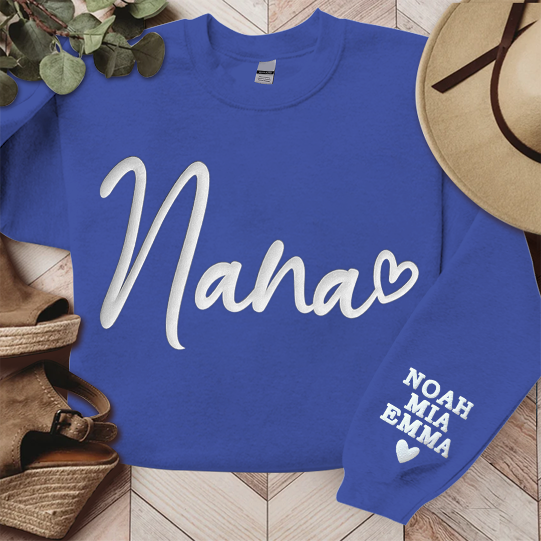 Personalized Nana Sweatshirt With Kid Names On Sleeve, Gift For Grandma TH Sweatshirt