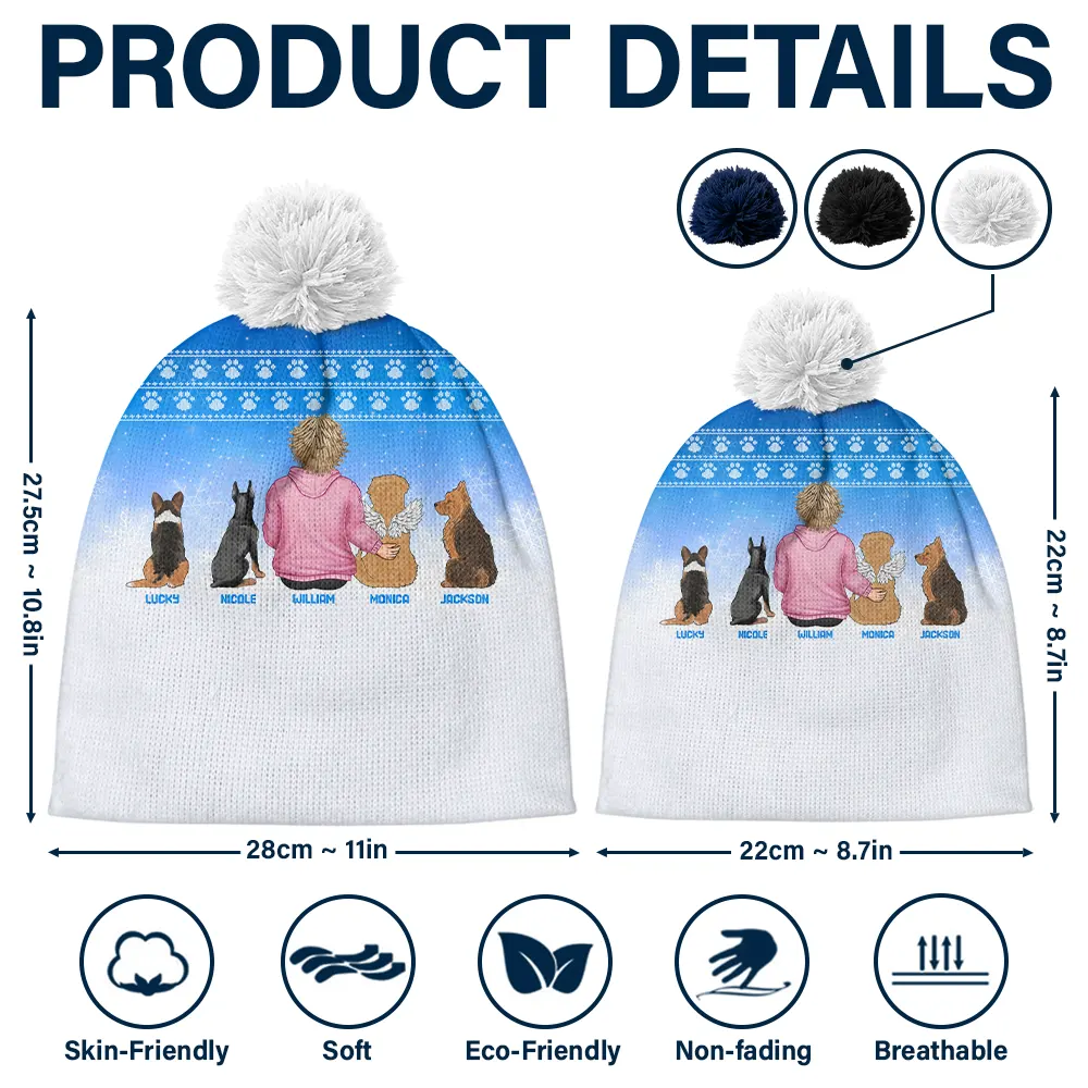 A Girl And Her Dog - Personalized Bobble Beanie Hat