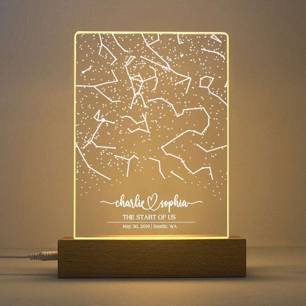 Custom Star Map by Date, Star map LED Night Light, Personalized Couple Constellation Map, Night Sky by Date, Engagement Gift for him and her