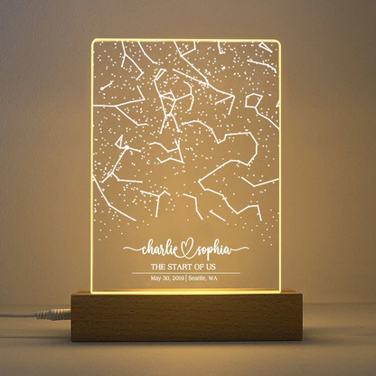 Custom Star Map by Date, Star map LED Night Light, Personalized Couple Constellation Map, Night Sky by Date, Engagement Gift for him and her