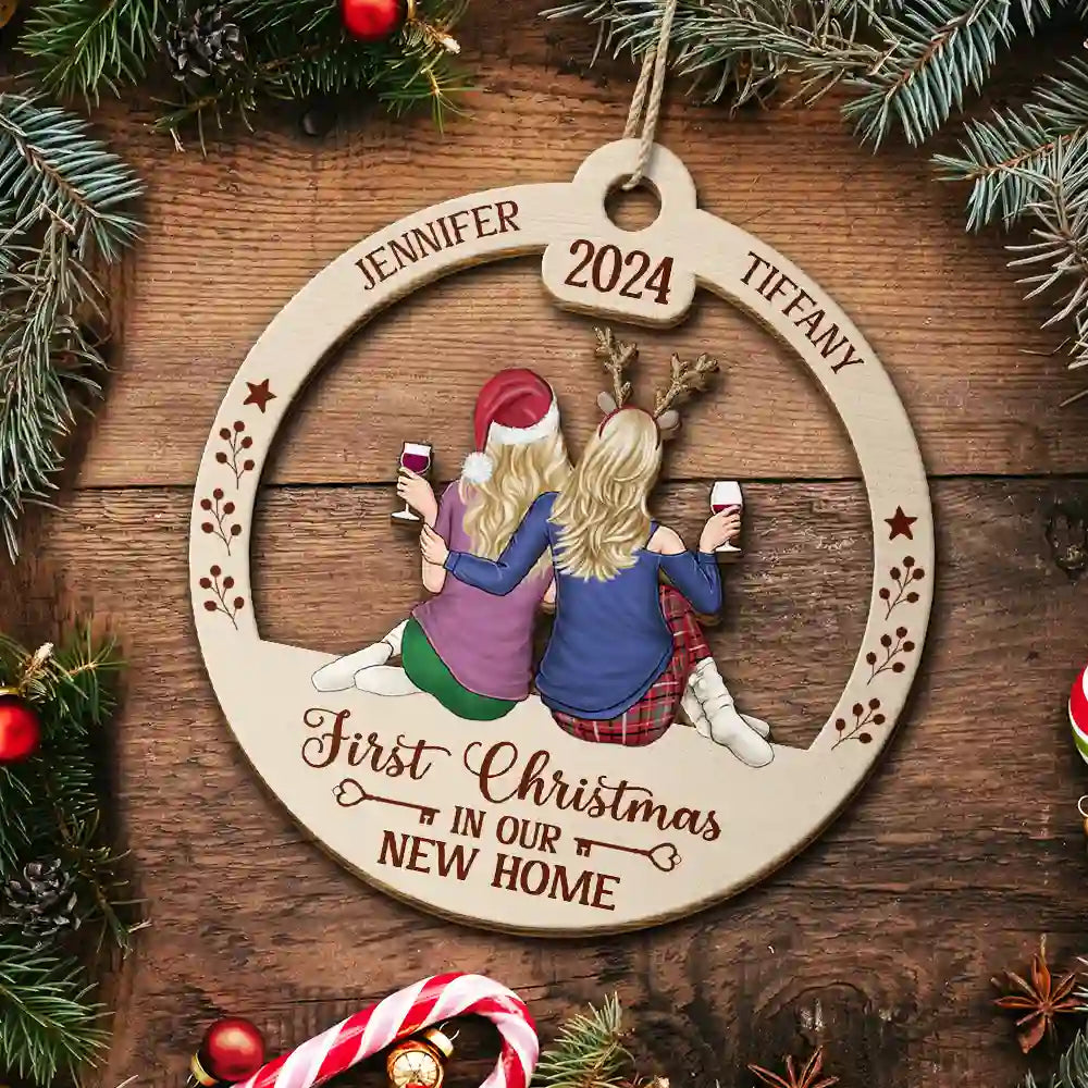 First Christmas In Our New Home - Personalized Wooden Cutout Ornament