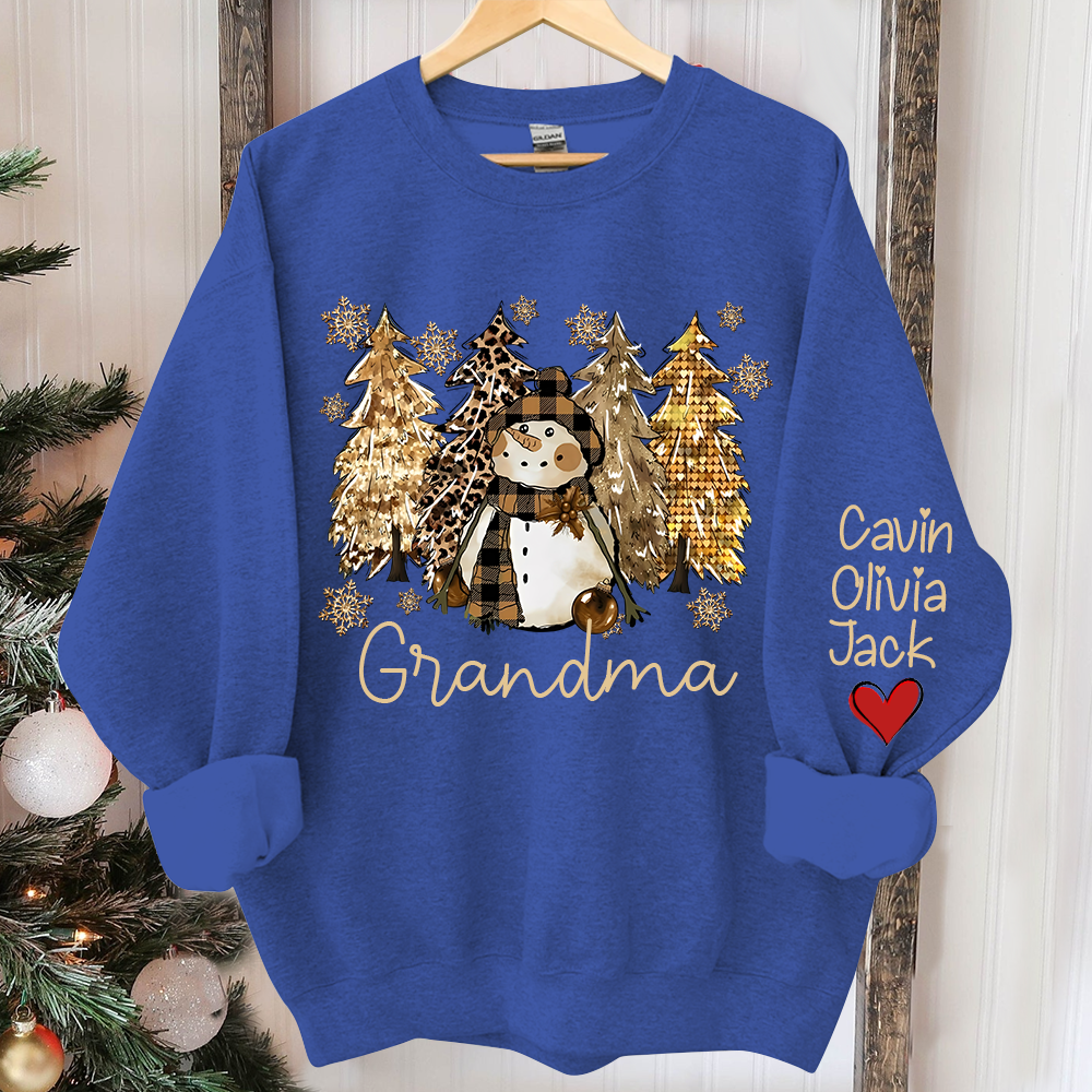 Custom Grandma Christmas Tree With Grandkids Sweatshirt