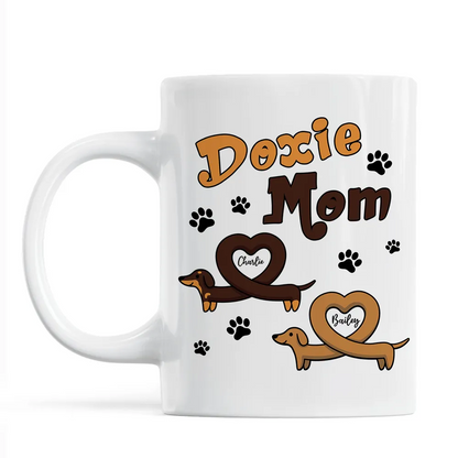 Doxie Mom Cute Heart Dachshunds Personalized Mug