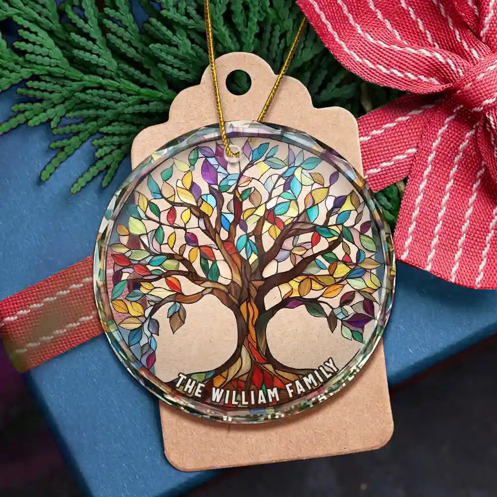 Family Tree Of Life - Personalized Circle Acrylic Ornament