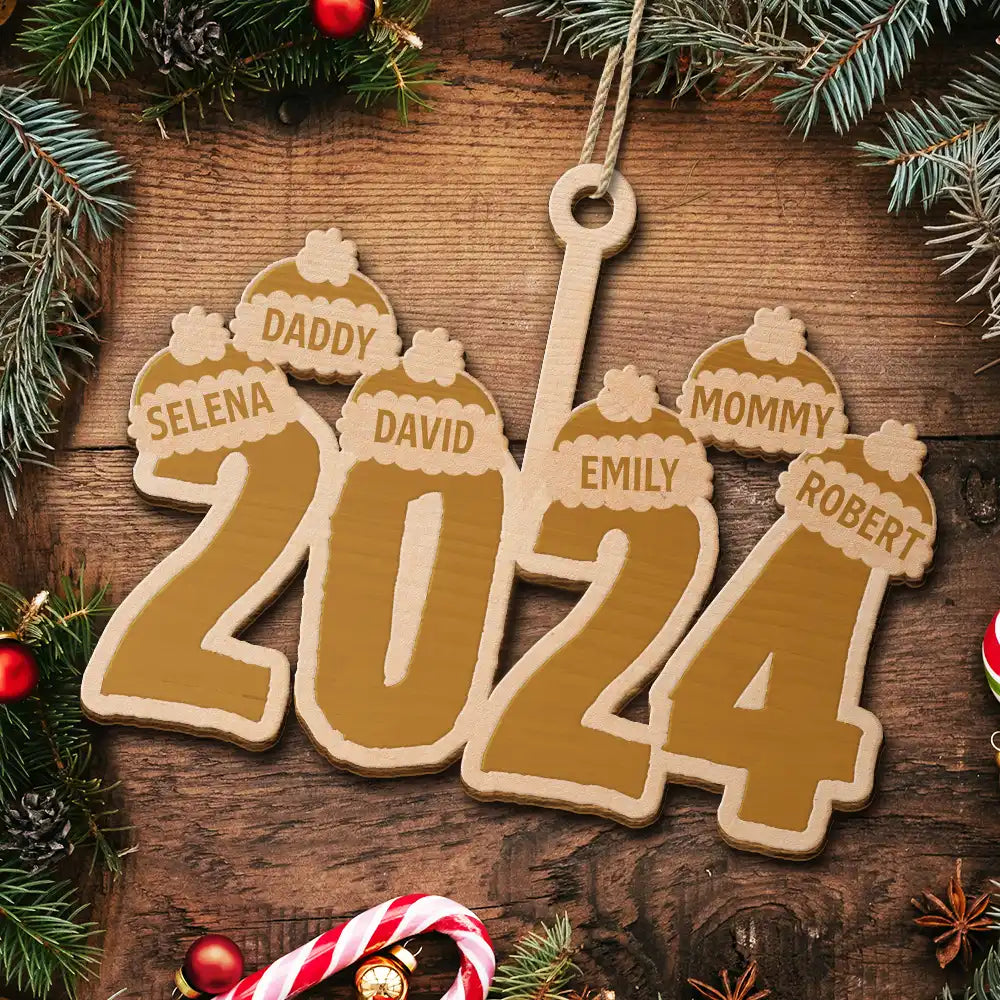 Christmas Santa Hats - Personalized Wooden Cutout Ornament