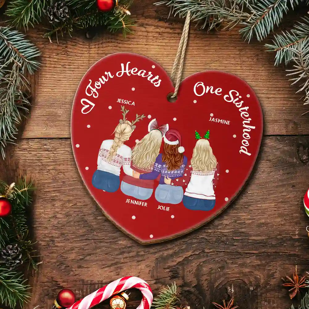 Christmas One Sisterhood - Personalized Custom Shaped Wooden Ornament