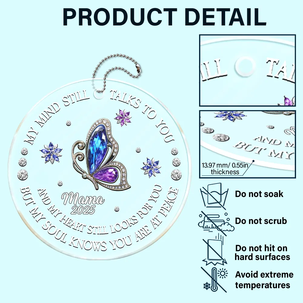 Memorial My Soul Knows You Are At Peace Printed Gemstone Art - Personalized Acrylic Car Hanger