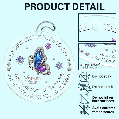 Memorial My Soul Knows You Are At Peace Printed Gemstone Art - Personalized Acrylic Car Hanger