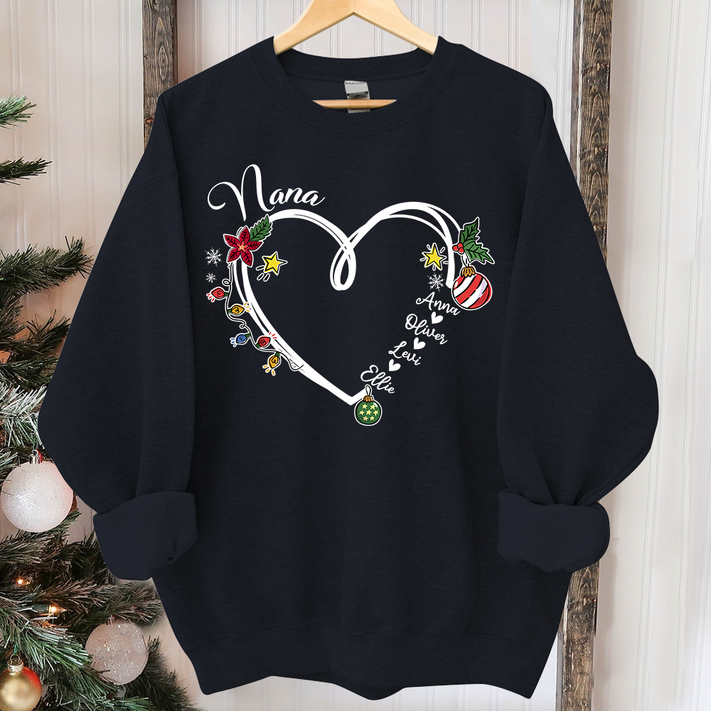 Nana Heart Christmas And Grandkids Sweatshirt