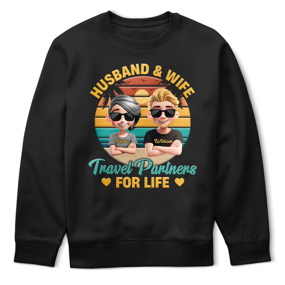 Husband And Wife Travel Partners For Life Traveling Couple - Personalized T Shirt