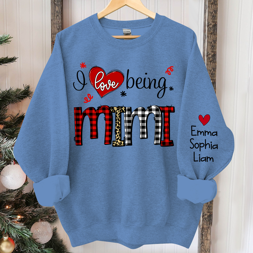 I Love Being Mimi Christmas, Custom Mimi And Kids TH Sweatshirt