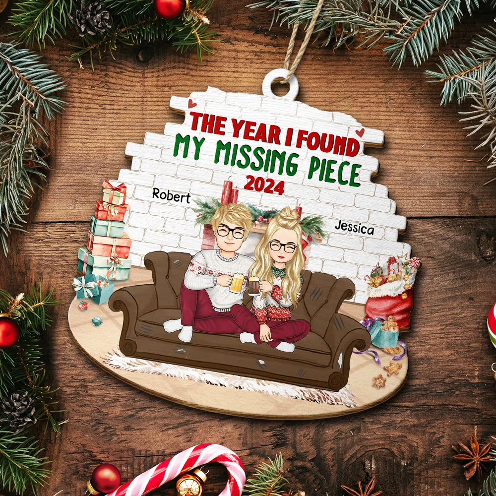 The Year I Found My Missing Piece - Personalized Custom Shaped Wooden Ornament