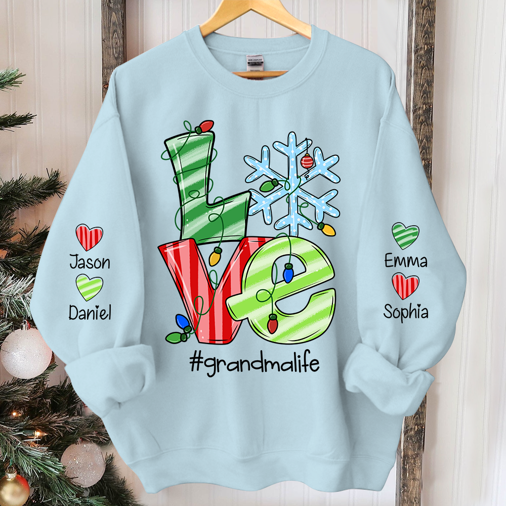 Christmas Love Grandma Life, Custom Grandma & Kids, Grandma Gift TH Sweatshirt