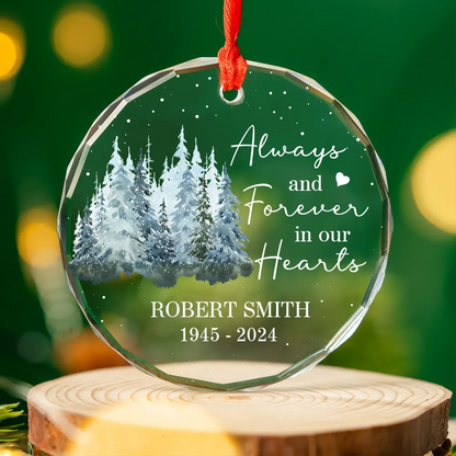 Always And Forever In Our Hearts Memorial Keepsake Personalized Acrylic Ornament