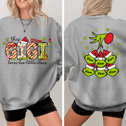 Personalized Nickname Grandma, This Loves Her Little Claus Gigi And Kids Names Christmas 2024 Sweatshirt