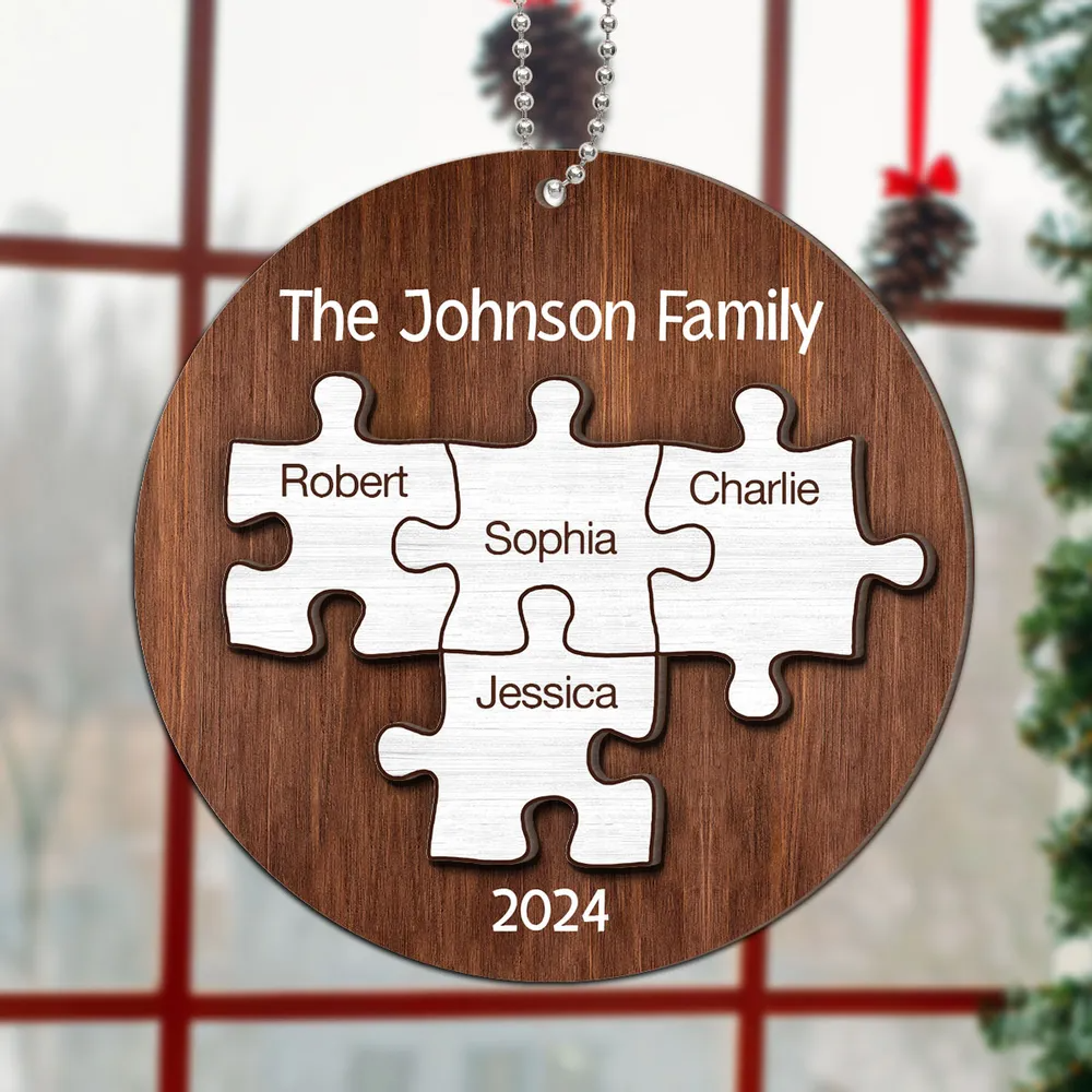 Pieces Of Our Family Christmas Keepsake Personalized Wooden Ornament