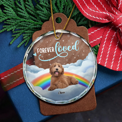 Custom Photo Forever Loved Ver 2 Pet Memorial - Personalized Circle Acrylic Ornament