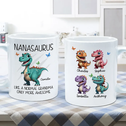 Mamasaurus Grandmasaurus Cute 3D Effect Dinosaurs Personalized Mug