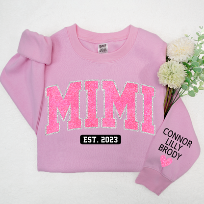 Mimi Pink Glitter Sweatshirt, Custom Mimi And Kids, Grandma Gift TH Sweatshirt