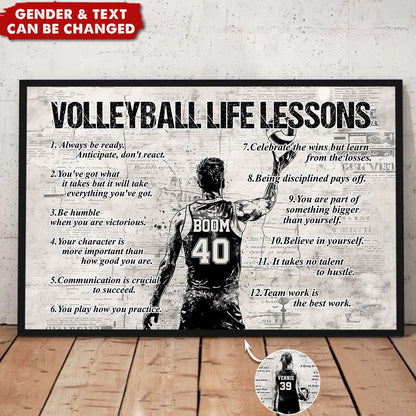 Personalized Volleyball Life Lessons Poster - Gift For Volleyball Lovers