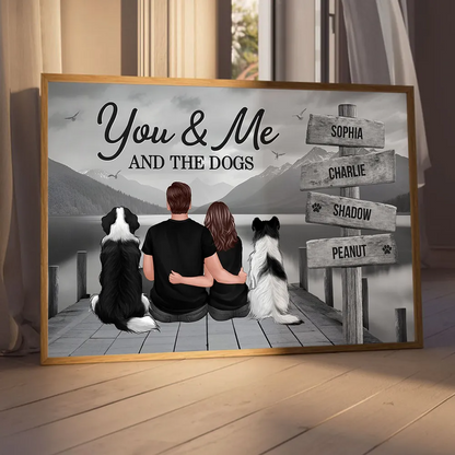 Couple You Me And The Dogs Cats Sign Posts Personalized Poster, Home Decoration, Gift For Couple, Dog Lovers, Cat Lovers, Pet Lovers