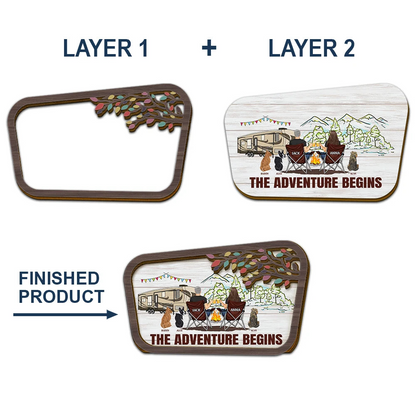 Camping Couple The Adventure Begins - Personalized Custom Shaped Car Visor Clip