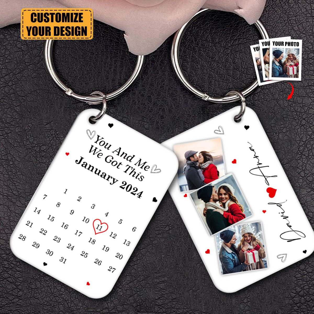 Custom Photo Calendar The Day Our Journey Began Personalized Acrylic Keychain