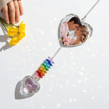 Custom Photo Acrylic Heart Suncatcher - Personalized Anniversary Wedding Gifts For Husband And Wife, Him And Her - A Love That Never Fades