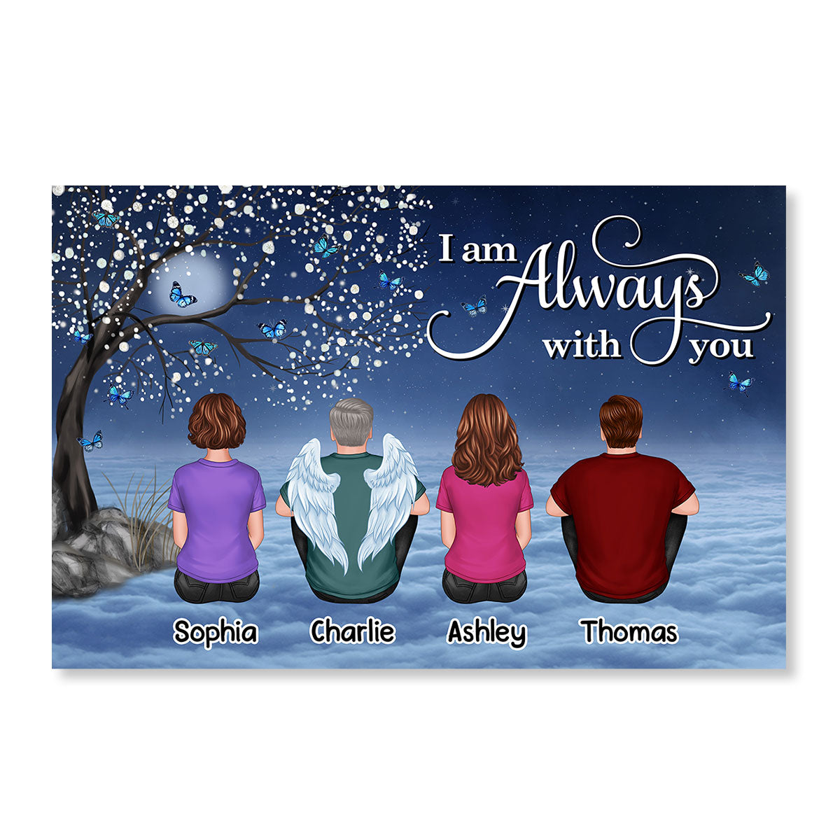 Blossom Tree Always With You Butterflies Whole Family Memorial Gift Remembrance Sympathy Keepsake Personalized Poster