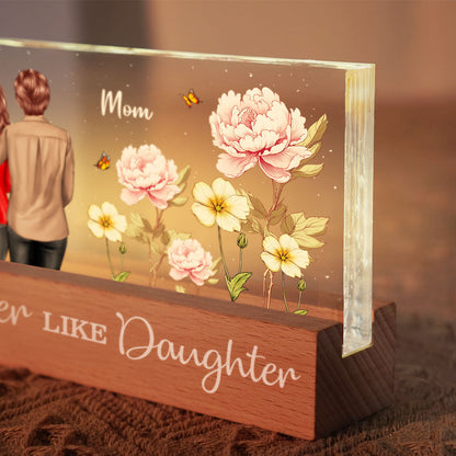Like Mother Like Daughter Birth Month Flower Personalized Acrylic Block LED Night Light, Heartfelt Gift For Couple, For Him, For Her, Boyfriend, Girlfriend, Husband, Wife