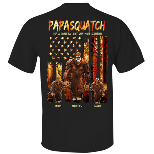 Papasquatch Like A Grandpa Just Way More Squatchy - Personalized Bigfoot Vintage Shirt Gift For Dad & Grandpa