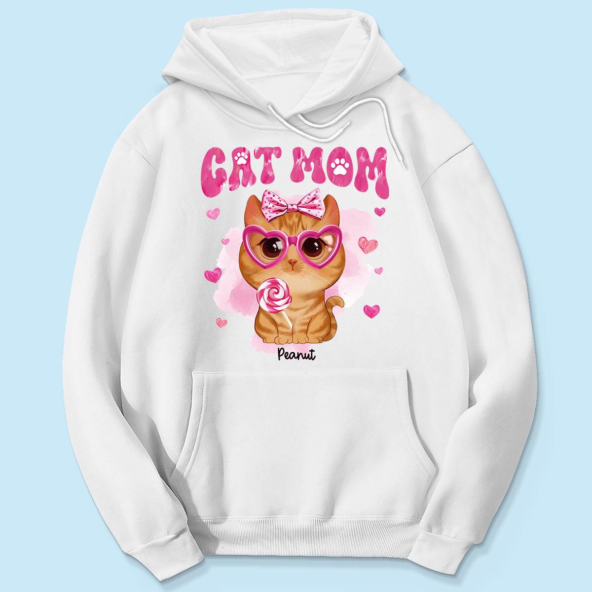 Valentine's Day Watercolor Cute Cats Cat Mom Personalized Shirt, Valentine's Day Gift For Cat Lovers, Cat Moms