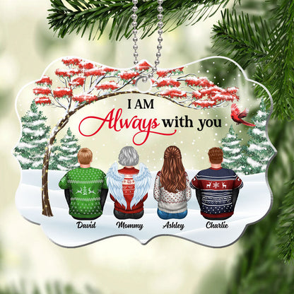 Family Sitting Red Tree Memorial Personalized Acrylic Ornament